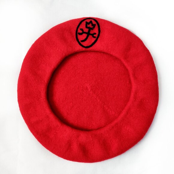 Vintage JCDC Jean-Charles de Castelbajac Red Logo 100% Wool Felt Beret - Picture 4 of 7